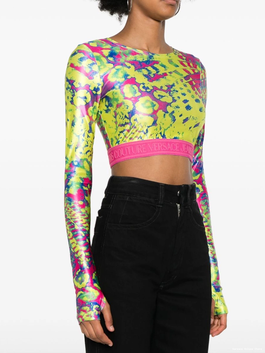 Affordable Couture Women crop top Jeans Animalier Versace 0702